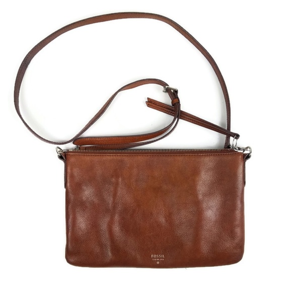 Fossil Handbags - Fossil Cross Body Shoulder Bag Brown Leather Purse
